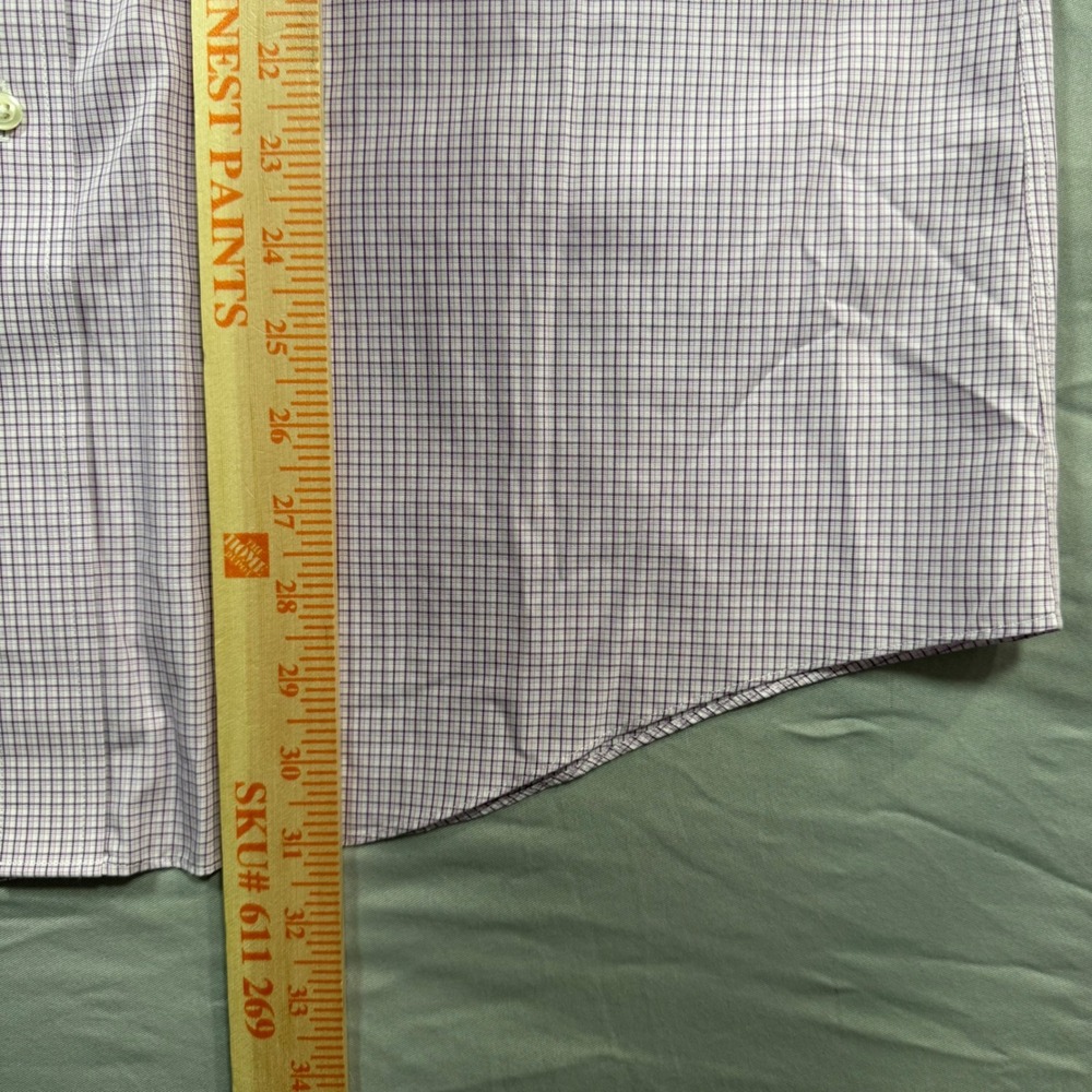 Brooks Brothers Regent Plaid Dress Shirt Mens 16.5 2/3 Purple Micro Check Cotton - Picture 6 of 7